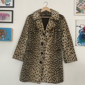 Vintage 60’s leopard cheetah coat faux fur jacket xs